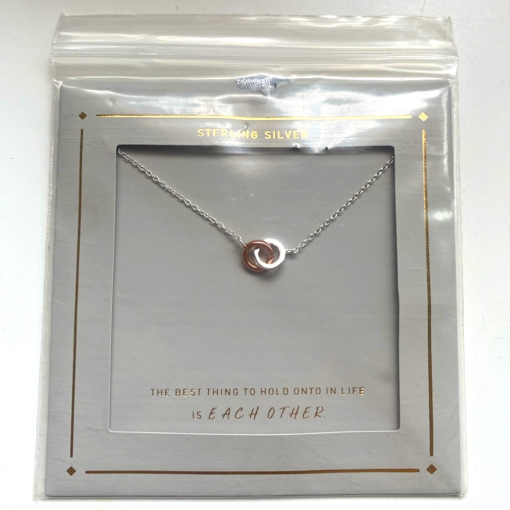 Sterling silver sister/friend necklace with rose gold and silver links
